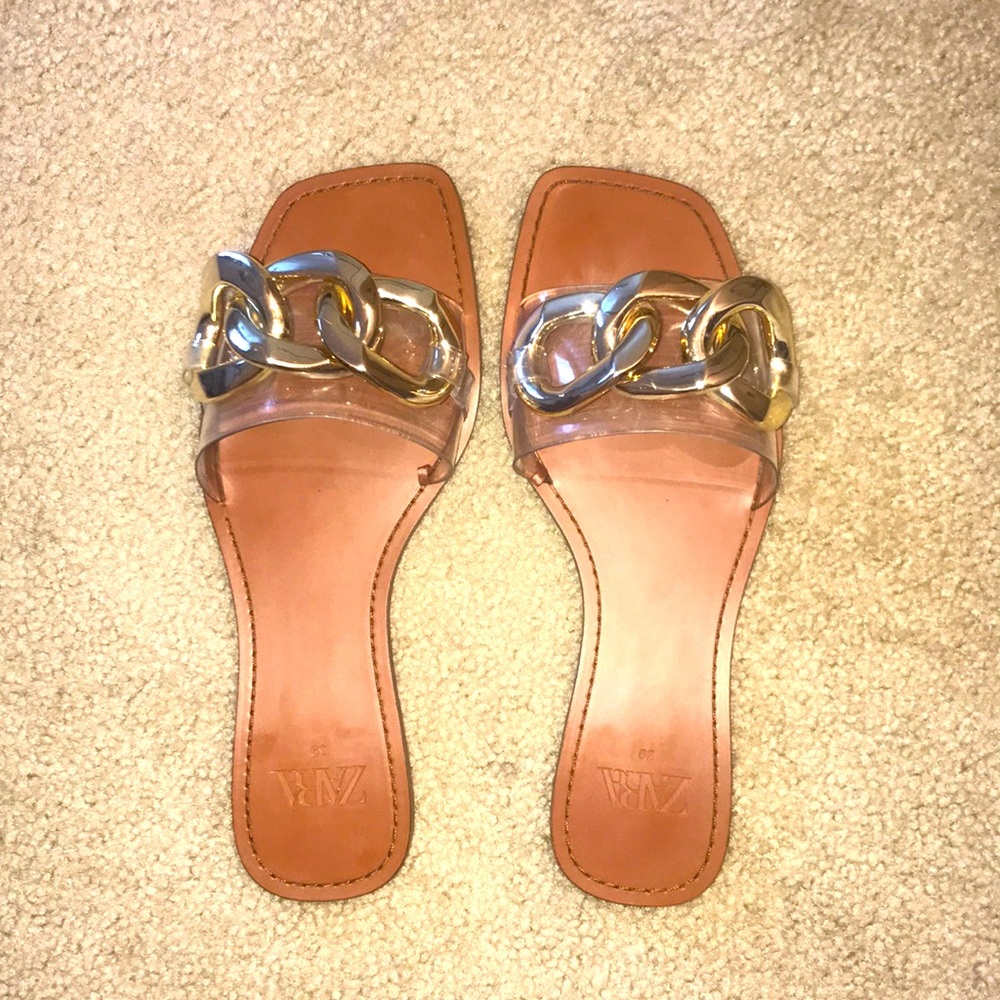 Zara Gold Chunky Sandals